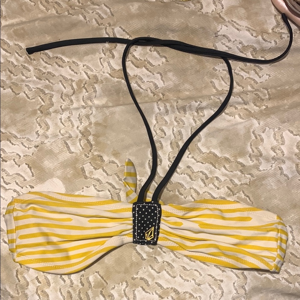 Volcom Yellow and Black Bikini Bandeau